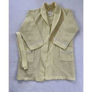 Disney Pastel Yellow Waffle Knit Bambie & Thumper Embroidered Bath Robe Size S/M